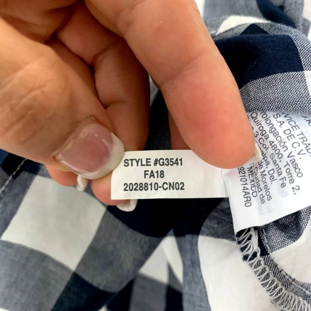 J.Crew Gingham Popover Shirt Plaid Blue XS #4455 - Picture 6 of 7